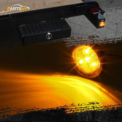 Beefy 12V LED Truck Trailer Light Kit Waterproof with Amber Side Marker Lamp illuminated on trailer
