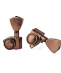 Guitar Locking Tuners Set 3L 3R Rear Lock, Gear Ratio 1 to 21, Trapezium Handle, Antique Bronze, Sealed Housings, 10mm Headstock, Easy String Tension Adjustment, Replacement Machine Heads for Electric Folk Acoustic Guitars, pair view