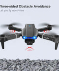 1080P Dual HD Camera FPV Quadcopter hovering above gravel with obstacle avoidance sensors, featuring WiFi live video.