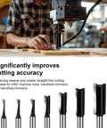 7 Piece Straight Router Bit Set With 1/4 Inch Shank Plunge Top Bearing Flush Trim Bits For DIY Woodworking Includes Cut Diameters 1/8 5/32 3/16 1/4 5/16 3/8 1/2 Inches And Heights 1/2 3/4 1 1-3/16 Inches, CNC wood cutting