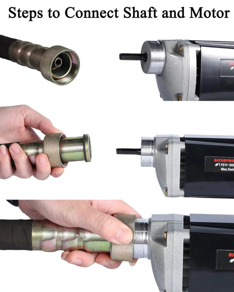 Steps to connect shaft and motor of Handheld Power Concrete Vibrator 950W 13000 RPM With Two And A Half Meter Shaft Pencil Vibrator