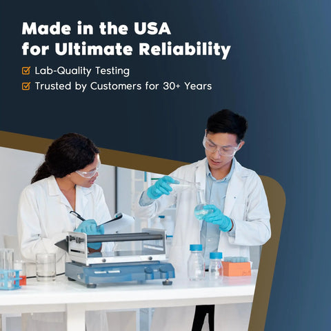Two lab technicians conducting Tough As Nails Bacteria Water Test Kit For Homes And Wells Delivers Snappy Six Hour Results Detects Coliform E Coli In Drinking And Tap Water Four Pack Straight Up Lab Quality No Drama testing.