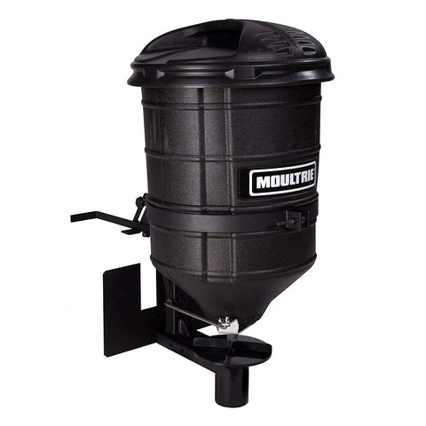 ATV Spreader With Manual Feed Gate For Seed Or Fertilizer, 100 Pound Hopper, Heavy Duty 12 Volt Motor, On Off Lid, Abrasion Resistant Deflection Shield Sixty Percent Bigger, Adjustable Shut Off, Built In Quick Release System, Black.