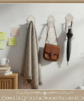 Slick Rustic White Cast Iron Wall Mounted Hooks With Screws And Anchors Shabby Chic Door Knob Decor For Coats Hats Bags In Hallway And Kitchen Fresh Country Vibe Top Shelf Design with scarf and bag.