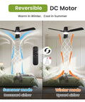 Diagram showing 42 Inch Modern Ceiling Fan With Lights And Remote, Low Profile Flush Mount, Quiet Reversible DC Motor for all seasons.
