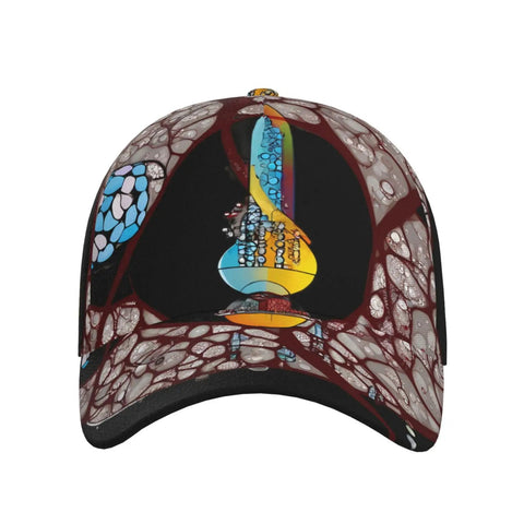 Conveyor Belt Print Curved Brim Baseball Cap For Golf And Baseball Training, Breathable Polyester, Lightweight Black Hat