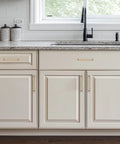 10 Pack Champagne Bronze 5 Inch Kitchen Cabinet Handles Made From Solid Zinc Alloy Durable Cabinet Pulls on white cabinets.