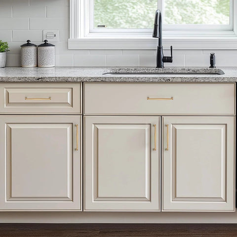 10 Pack Champagne Bronze 5 Inch Kitchen Cabinet Handles Made From Solid Zinc Alloy Durable Cabinet Pulls on white cabinets.