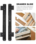 Heavy Duty Side Mounted Ball Bearing Drawer Slides With Full Extension Smooth As Butter Cold Rolled Steel Cabinet Rails shown in use for drawers.