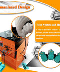 Tough As Nails Electric Rebar Bender Cutter Combo Smashes 1-1/4 Inch Steel Bars With A Sick 3000W Motor For Seamless Zero To One Eighty Degree Bends On Every Job Site showing foot switch and handles for convenience.