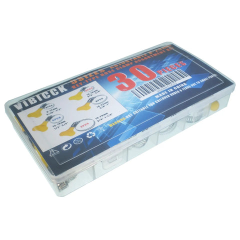 Stainless Steel Hose Clamp Set Of 30 Pieces Adjustable From 8 To 29mm Worm Gear Metal Fuel Line Clamps Box Packaging