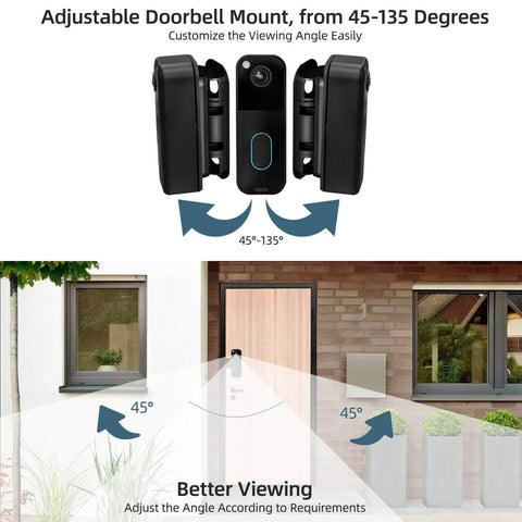 Anti Theft Doorbell Mount 2Nd Gen Adjustable 45 To 135 Degrees No Drilling Camera Mount Bracket installed on door