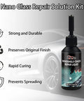 Windshield Repair Kit With 2026 Upgrade Glass Repair Liquid for windshields, mirrors, and windows next to a car, 20ml bottle.