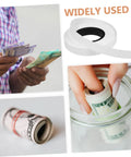Heavy Duty Cash Strapping Tape Roll For Banknote Bundling And Shipping, white tape beside banknote handling images
