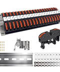 Heavy Duty DIN Rail Terminal Blocks Kit With Inline Universal Compact Wire Connectors For Easy Installation, Includes 20 Connectors, 2 Connection Bars, 2 Digital Identification Modules, 20 Screws, And 28-12 AWG Compatibility For Reliable Wiring.