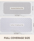 Big Time Grip Non Slip Bathtub Shower Mat Features Heavy Duty Suction Cups For Zero Slip Drains Quick Dry Cutouts Made From Soft Bendable Tpe For Super Chill Foot Comfort And Hassle Free Rinse Clear Thirty Five By Sixteen Inch Layout displayed in two size options.