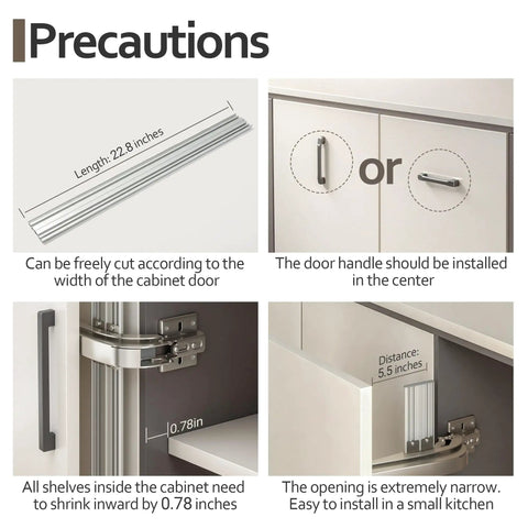 Image showing installation instructions for Beefy Heavy Duty Sliding Cabinet Door Hinge Handles Up To 17.6 Lbs For Single Doors.