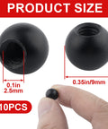Ten Pack M4 Threaded Cap Nuts Knob Set For Furniture And Ball Lamp Light Fixtures Decorative Carbon Steel Screw Caps Black Knob Covers Durable Hardware For Cabinets And DIY Projects shown with size dimensions.