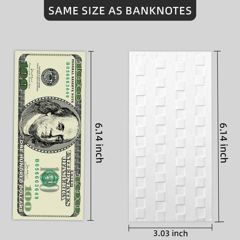 Size comparison of Bill Acceptor Cleaning Cards For Currency Counters And Money Counting Machines 15 Pack with a banknote.