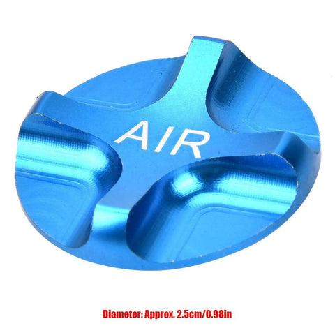 Ride Ready Front Fork Valve Cover Aluminum Alloy Shield in blue for suspension forks, 2.5 cm diameter, keeps dirt out