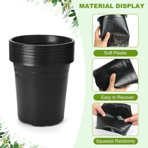 30 Pack Two Gallon Plant Nursery Pots Thickened Soft Plastic Seedling Starter Pots With Drainage Holes For Indoor Outdoor Gardening