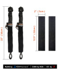 Two Pack Soft Shackle Half Inch By 22 Inch Rope Shackle With 55,000 Lbs Breaking Strength For Off Road Recovery Sailing SUV ATV Truck Jeep Gray 4 Sleeves Lightweight Yet Super Strong Gear shown with dimensions and certification logos
