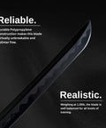 Close-up of 39 Inch Polypropylene Martial Arts Training Sword With Black Saya Scabbard, showing durable polypropylene blade.