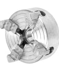 Heavy Duty 4 Jaw Independent Metal Lathe Chuck With Thread Mount Replacement Accessory For Mini Lathes, steel construction, close-up view.