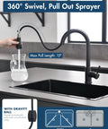 GIMILI Touchless Kitchen Faucet with Pull Down Sprayer featuring 360° swivel and 15" pull-out sprayer in a modern kitchen setting.