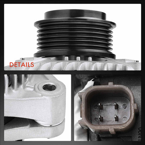 Close-up of Premium 130 Amp 12V Alternator for Honda Odyssey 2011 To 2013 Pilot 2012 To 2015 Ridgeline 2012 To 2014 V6 3.5L