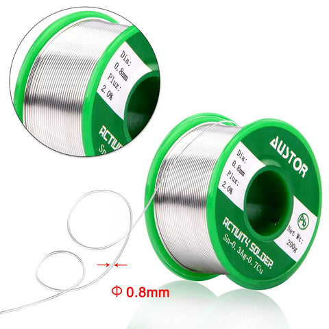 0.8mm Lead Free Solder Wire With Rosin Core 200g Spool For Electronics DIY Projects Sn Ag Cu Alloy Flux 2 Percent Melting Point About 217 C