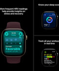 Top Tier Health Smartwatch With Game Changing Heart Rate Sensor Measuring HRV Every Five Minutes For Ultimate Stress Recovery Insights And Full Body Wellness Tracking In Compact 42 mm GPS Case displaying daily health metrics and sleep score.