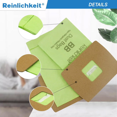 20 Pack Type BB Compact Canister Vacuum Bags With 2 Motor Filters Replacement For BB180 BB280 BB850 BB870 BB900 BB1000 MV160