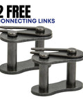 ANSI 50 Roller Chain 2 Connecting Links for Heavy Duty Power Transmission, image of two metal links, 0.625 inch pitch
