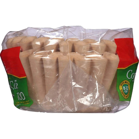 Basket Coffee Filters Natural Brown Unbleached 100 Count in clear packaging for consistent brews, home brewing