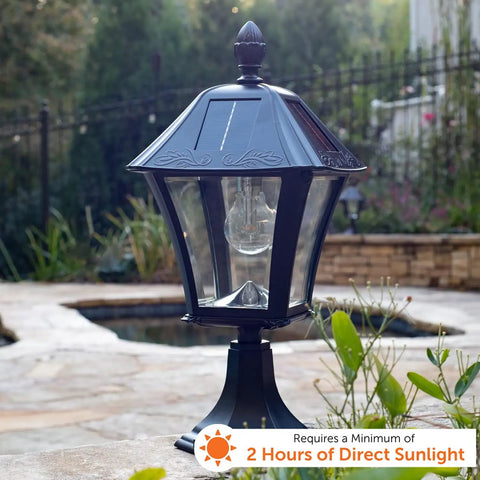 Solar Baytown Bulb Outdoor Post Light Black Cast Aluminum No Wiring Needed 1 Light With 3 Mounting Options 3 Inch Fitter