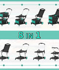 8 In 1 Collapsible Shopping Cart With 350 Lb Capacity showing its folding mechanisms and dual blue storage crates