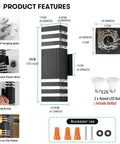 4 Pack 15 Inch Dope Outdoor LED Wall Lights Hardwired Exterior Sconces, 18W 1800LM 4000K IP65 waterproof features diagram
