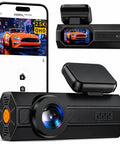 2.5K Front Dash Cam With 1.47 Inch Display, WiFi App Control showcasing loop recording on a smartphone display