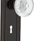 Privacy Door Hardware Set With Keyhole Crystal Meadows Knob, 2.375-Inch Backset, Timeless Bronze Finish, Lead-Free Crystal And Solid Brass Back Plates
