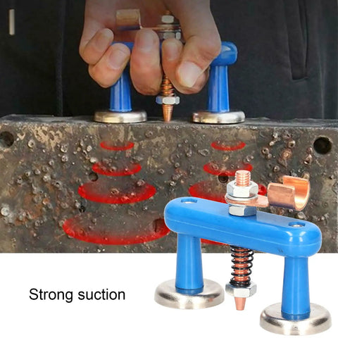 Heavy Duty Magnetic Welding Support Clamp With Rock Solid Suction For Red Copper And Aluminium Alloy Sheets, easy operation in use.