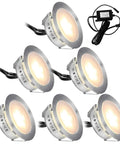 6 Pack Recessed LED Deck Light Kit Upgrade Version Waterproof IP67 Low Voltage Outdoor Lights for Garden Steps Stair Patio