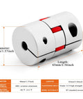 D40xL65 Aluminum Shaft Coupling 8mm to 12.7mm Beefy Flexible Spider Coupler, showing dimensions and material details