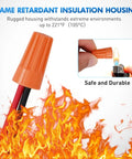 Image of Pro Grade Wire Screw Caps Terminals Kit 220 Pcs 5 Size Electrical Assortment With flame retardant orange cap resisting fire.