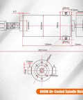 Technical diagram of Air Cooled CNC Spindle Motor 800W 110V ER11 52mm Collet 20000RPM 0.79Nm dimensions and design