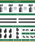 Beefy 13Ft Industrial Grade Black Double Door Track Kit For Exterior Sliding Barn Doors, components layout, 300 lbs support