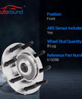 Front Wheel Bearing And Hub Assembly With ABS For 2007 Through 2013 Chevy Silverado Suburban 2500 3500 HD GMC Sierra