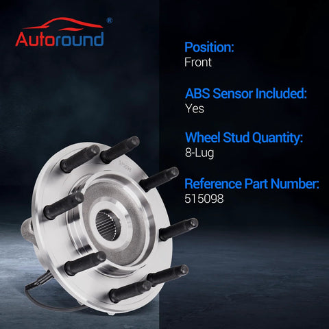 Front Wheel Bearing And Hub Assembly With ABS For 2007 Through 2013 Chevy Silverado Suburban 2500 3500 HD GMC Sierra