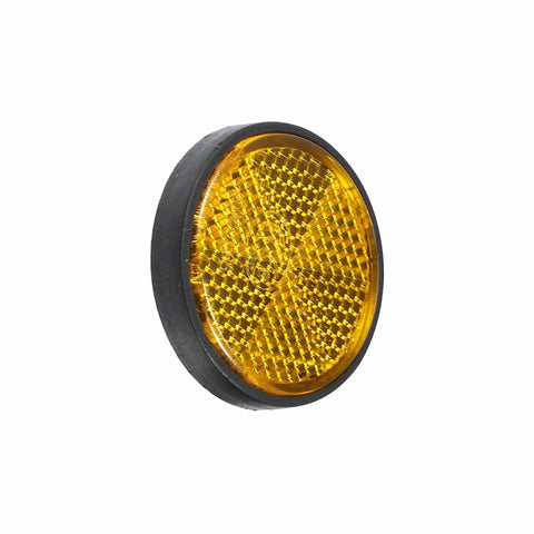 Orange Plastic Reflective Mounts For Motorcycle And Bike 2 Pack Universal Screw On Reflectors M6x1.0 front view