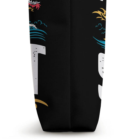 Side view of Dragon Boat Racing Paddler Tote Bag for Dragonboating Fans and Team Members Unisex Gear showing design details.